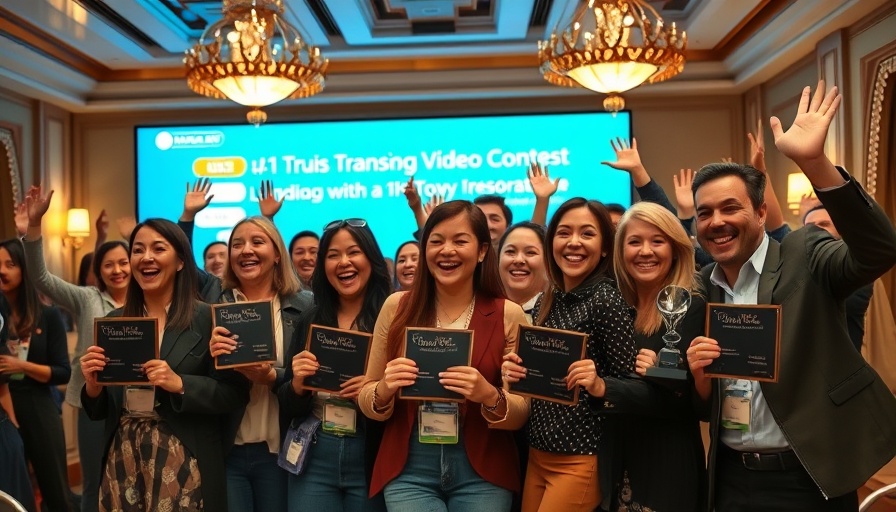 Celebrating transportation video contest winners smiling with awards