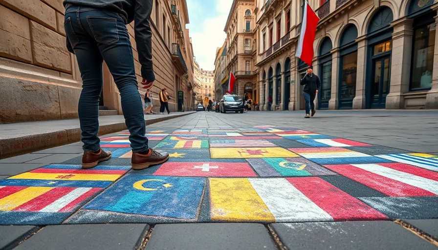Chalk art of flags on pavement, symbolizing localisation in international business growth.