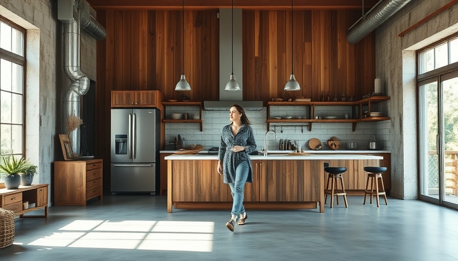 Modern kitchen with rustic flair, showcasing home extension ideas.