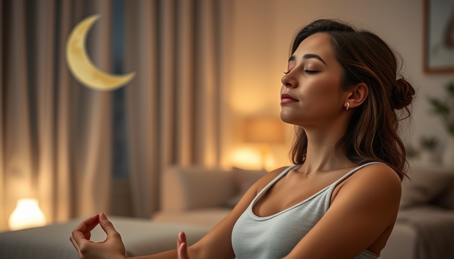 Yoga for better sleep quality in a tranquil room with a crescent moon.