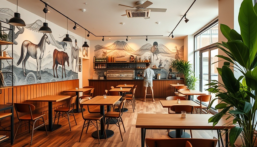 Cozy coffee shop interior with mural and seating, best specialty coffee shops.