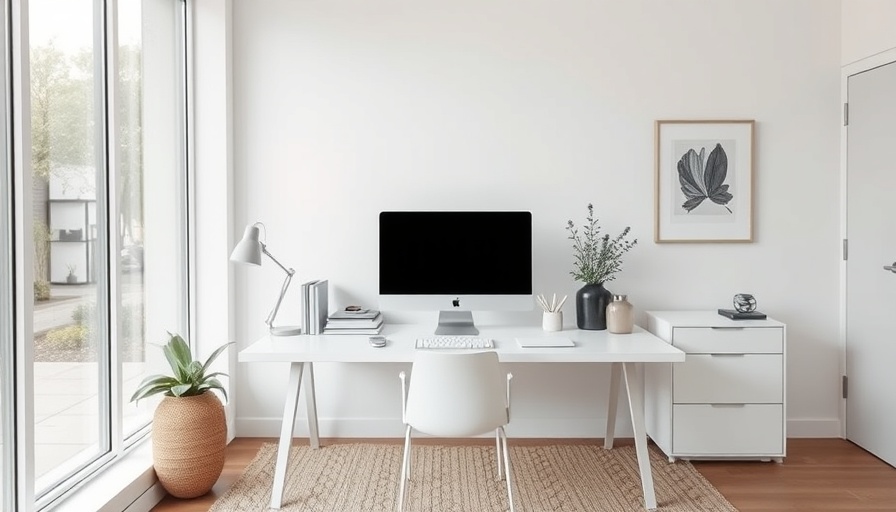 Stylish desk accessories in a modern home office with bright natural light.