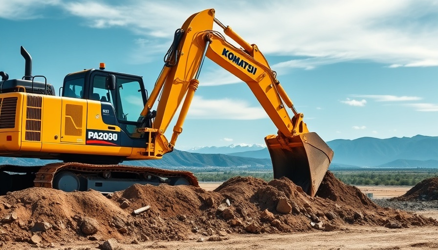 Komatsu PC220LC-12 excavator digging on a construction site.