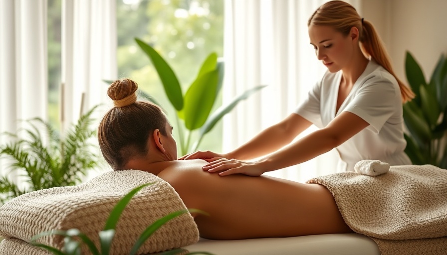 Relaxed vibe with a client receiving a soothing shoulder massage.