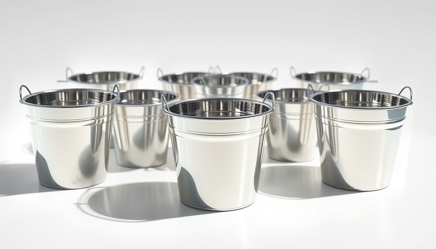 Reflective metal buckets on white surface, Quality House Extensions.