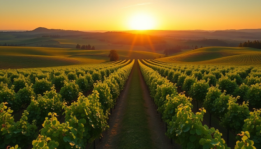 Vineyard in Washington state at sunset highlighting investment potential.
