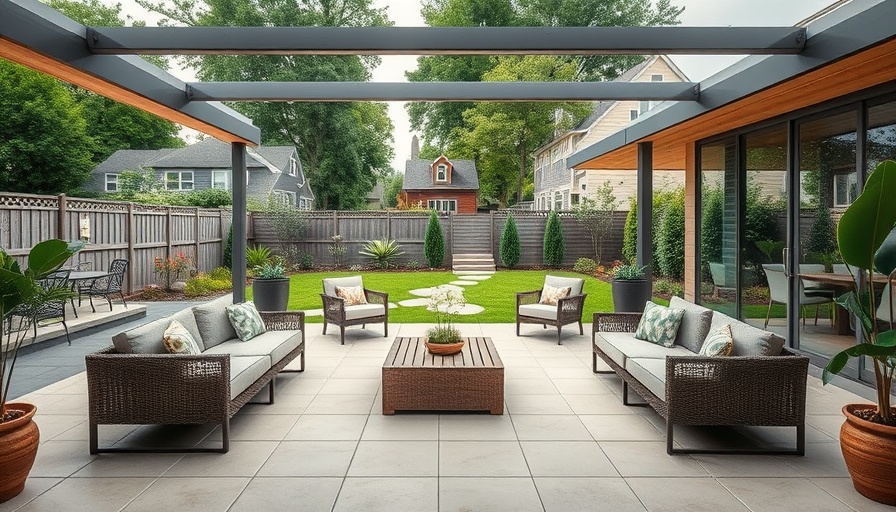Modern multipurpose garden room with patio seating.