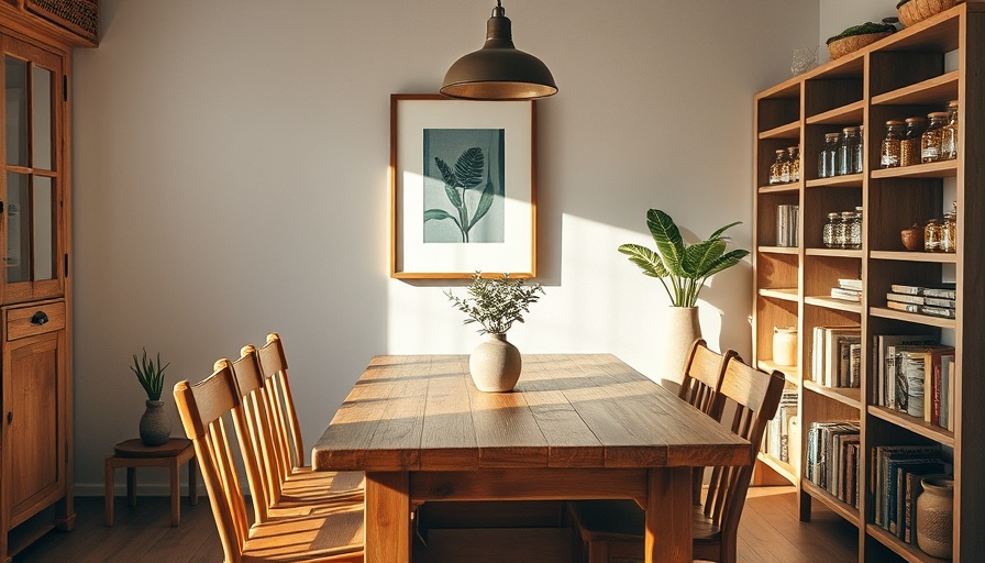 Rustic dining area with wooden table in cozy home extension
