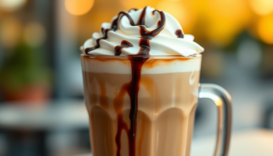 Cold coffee with chocolate drizzle and whipped cream reflecting summer trends.