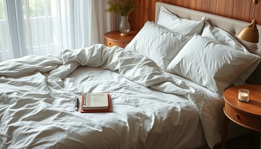 Linen sheets and a wooden side table in a cozy setup.