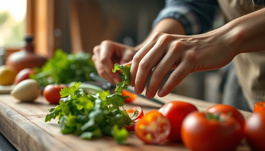 Hands peeling vegetables in a sustainable kitchen