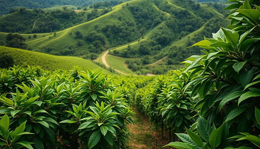 Stenophylla Coffee Breeding research overlay on plantation background.