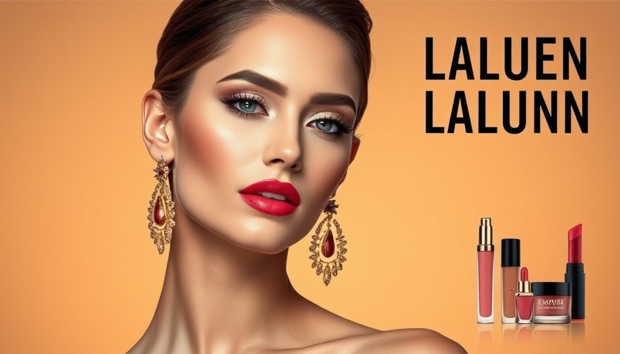 Elegant woman demonstrates evening makeup for over 40 with stylish products.