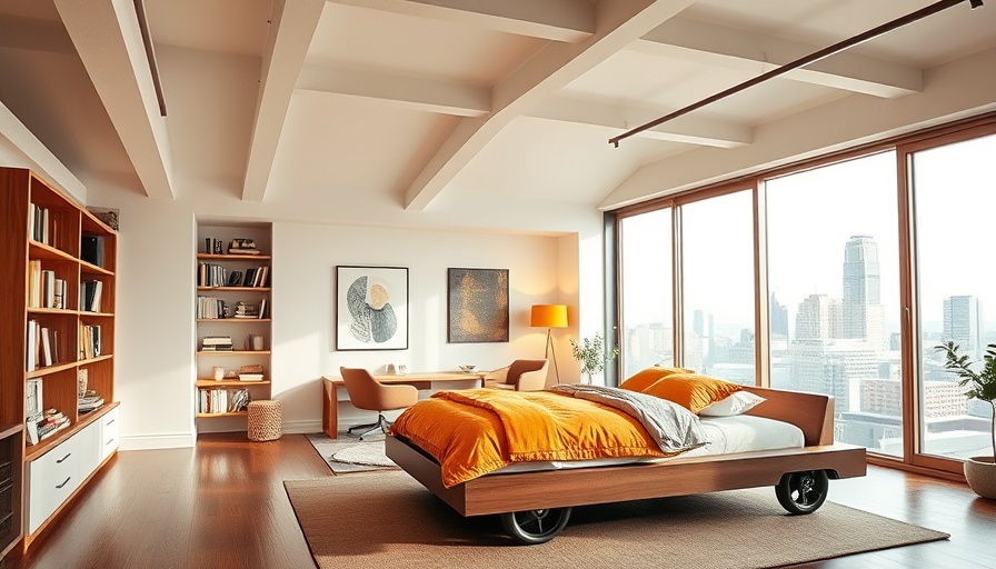 Spacious modern loft bedroom with large windows and cozy design