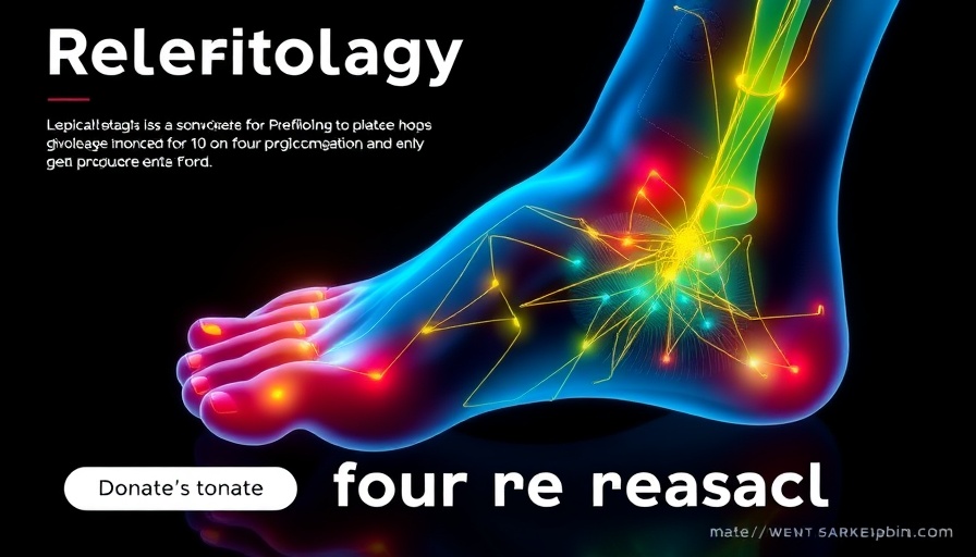 Colorful reflexology research benefits infographic promoting donations.