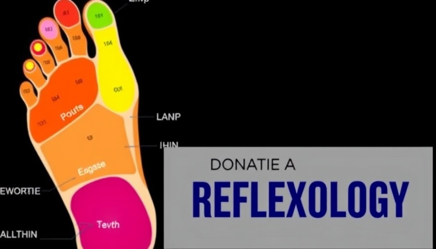 Diagram of foot reflexology points with donation appeal.
