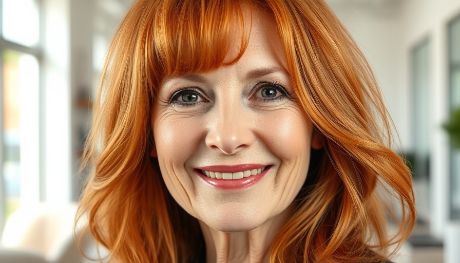 Copper hairstyle transformation for aging hair in a modern salon.