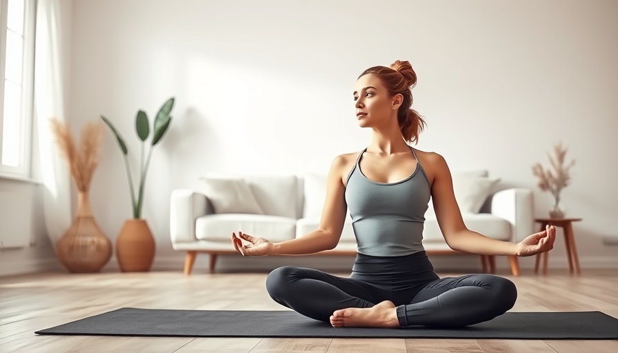Calm woman practicing daily morning yoga routine in a serene setting.