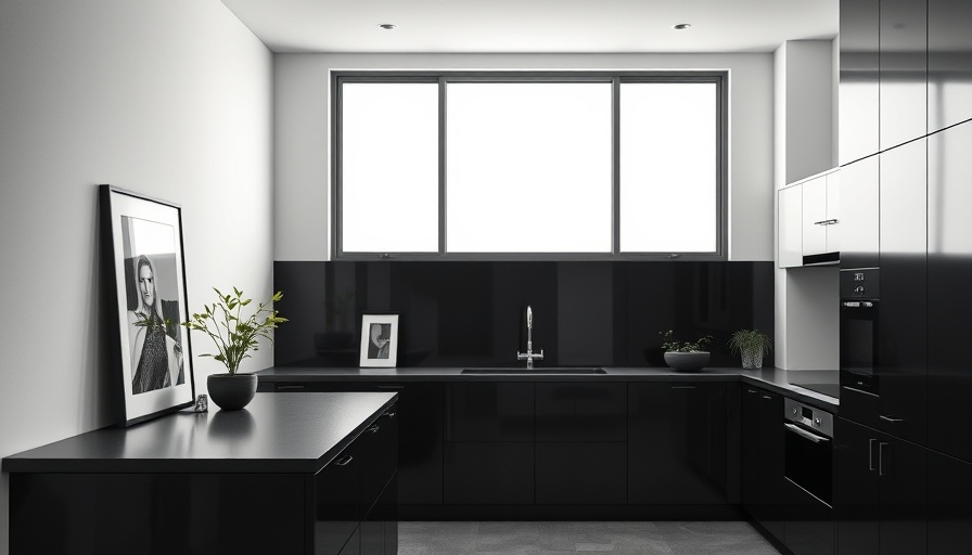 Modern kitchen with sleek cabinetry and large window view.