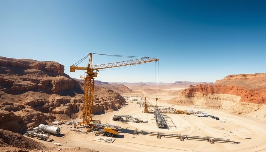 Liebherr 1000 EC-H crane at mining site under clear sky.
