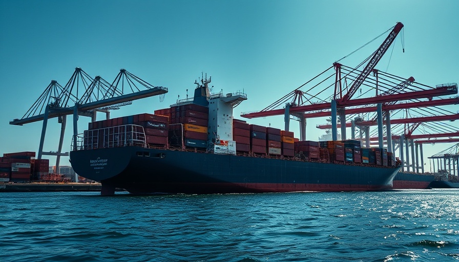 Cargo ship at port symbolizing exempt coffee from tariffs.