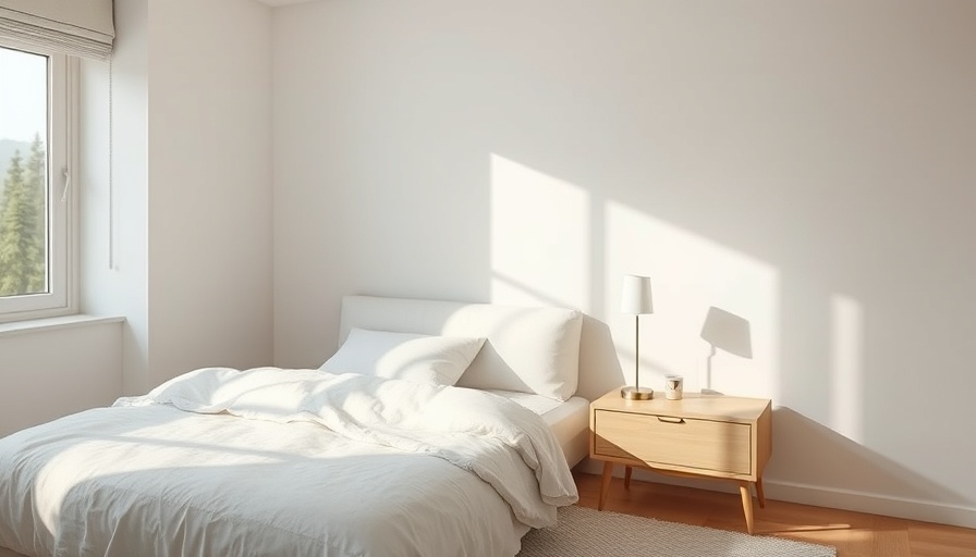 Scandinavian-inspired bedroom with soft lighting and minimalist decor.