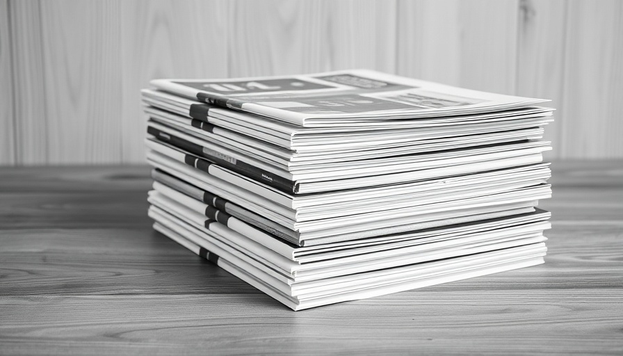 Monochrome business publications stack for social media header design.