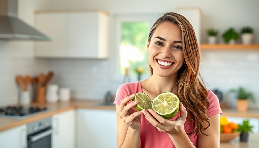 Smiling woman shows lime to illustrate 10 cm cervical dilation.