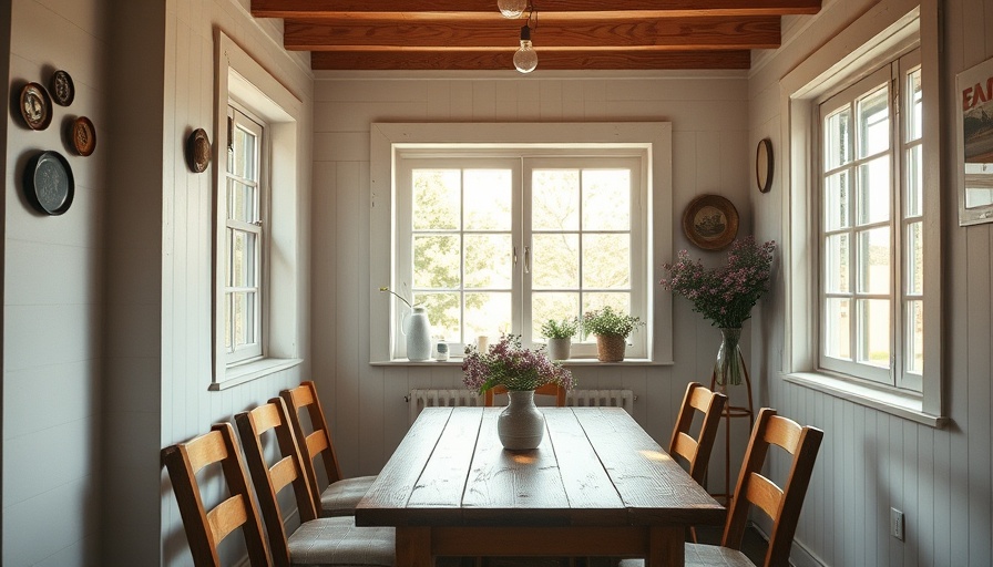 Cozy kitchen nook with wooden furniture and bright natural light.