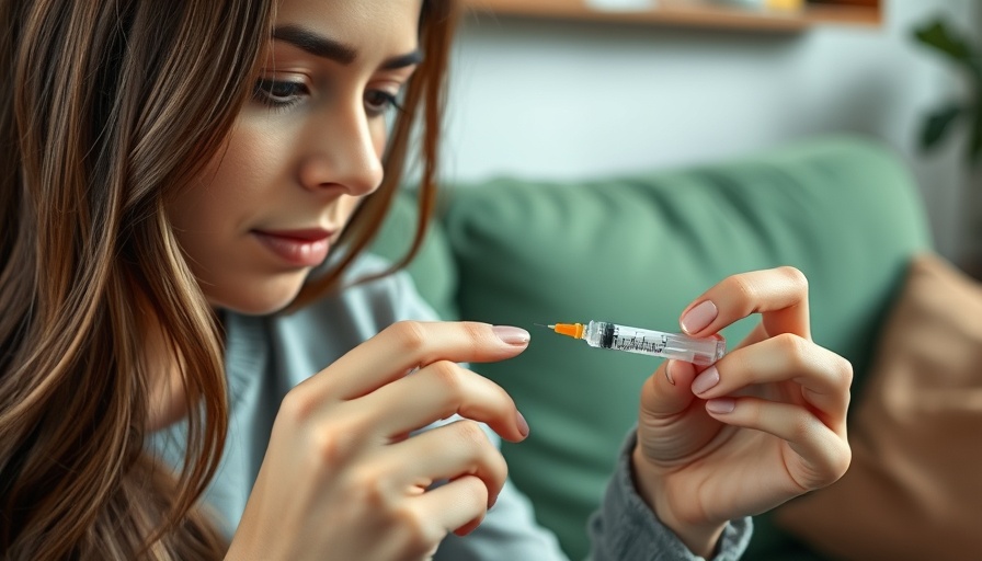 Young woman administering insulin injection related to GLP-1 economy in dining.