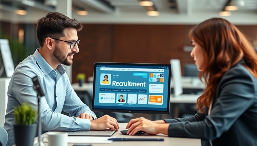 Digital recruitment tools on laptop for massage practice hiring tips.