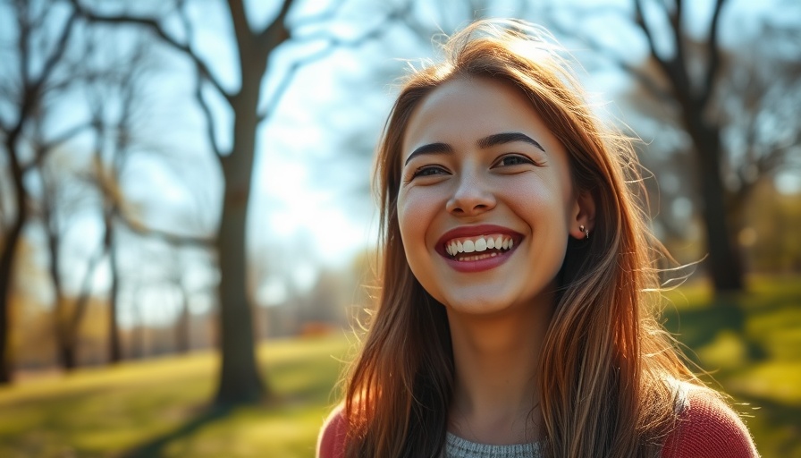 Woman smiling outdoors, warm and sunny day, malaria vaccine for children.