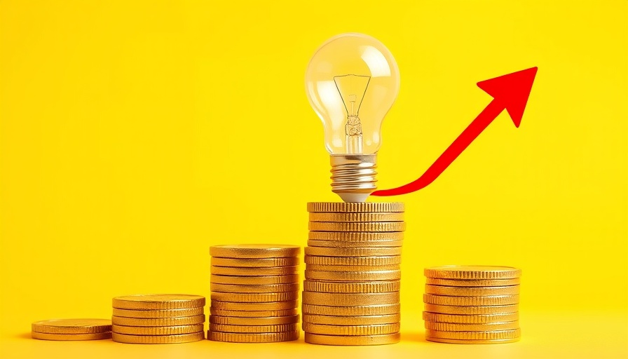 Energy bills rise 2025 concept with coins and lightbulb.
