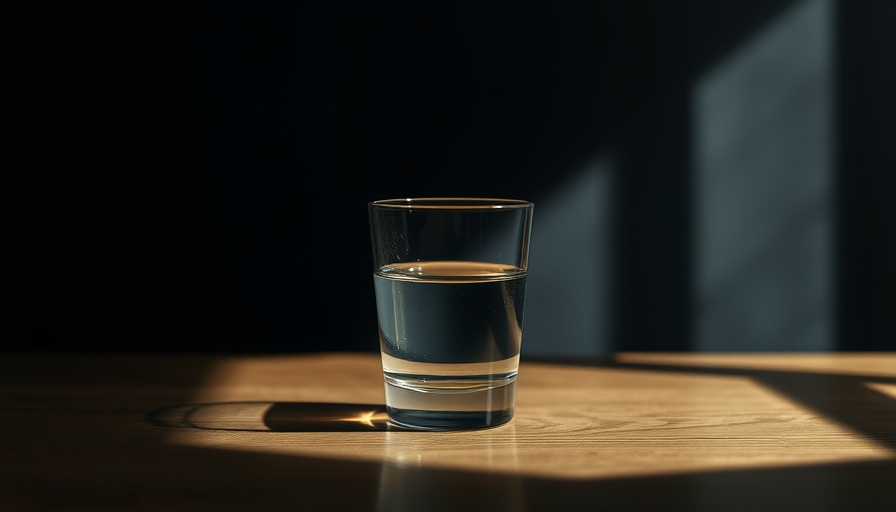 Glass of water, daily drinks focus, moody lighting