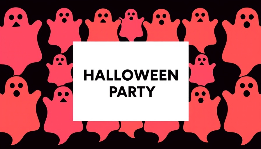 Modern Halloween Party Poster Template with colorful ghost pattern.