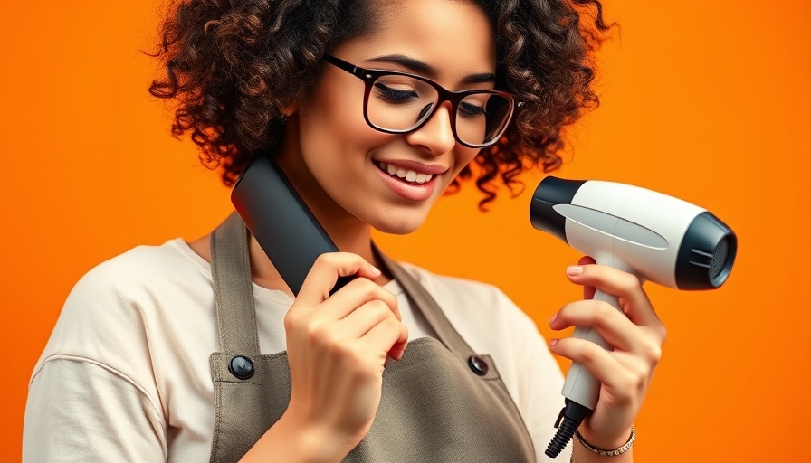 Hairdresser using phone for text marketing in beauty salon.
