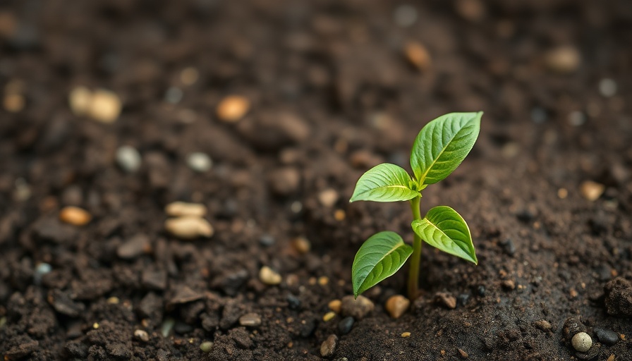 Young coffee plant symbolizes coffee industry's future challenges in agriculture.