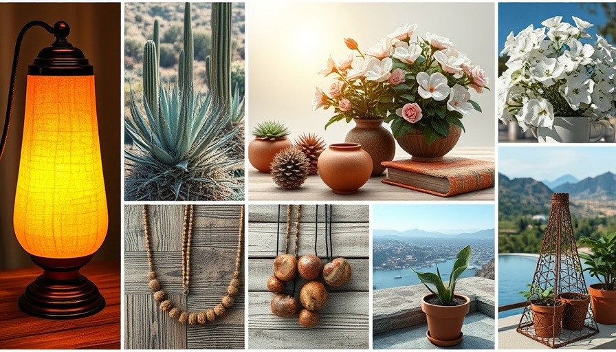 Collage of decorative items and nature scenes under diverse lighting conditions.