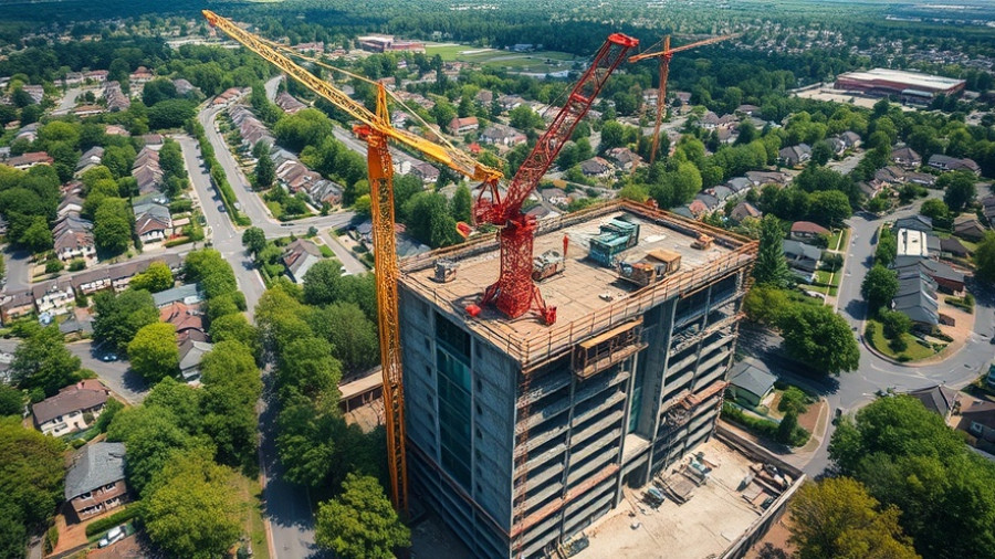 Villas Neutral Bay project with cranes and construction workers.