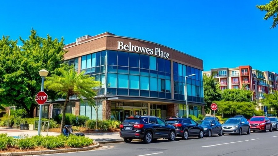 Belrowes Place leasing activity in a vibrant urban setting with greenery.