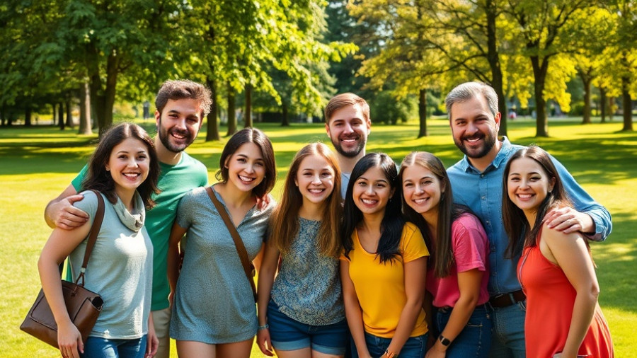 Cheerful group in park, Modern Family cast real estate