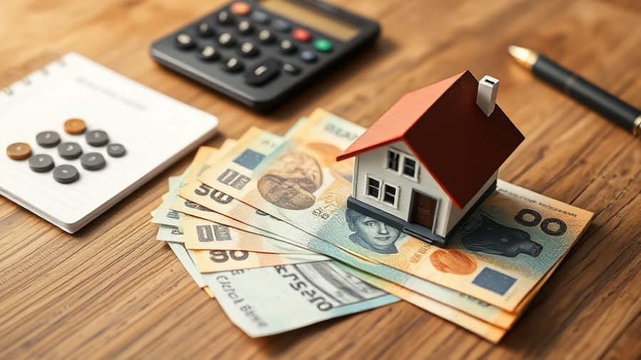 Australian currency with miniature house and calculator, housing market trends Australia.