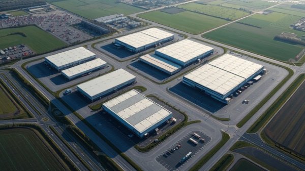 Aerial view of a logistics center in the German logistics market.