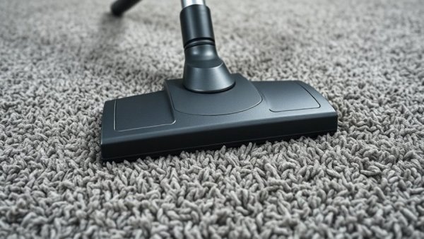 Close-up of vacuum cleaning gray carpet, illustrating carpet maintenance for investors.