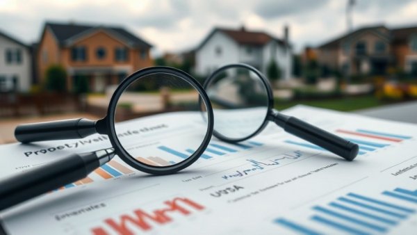 Magnifying glasses and charts on property investing insights document.