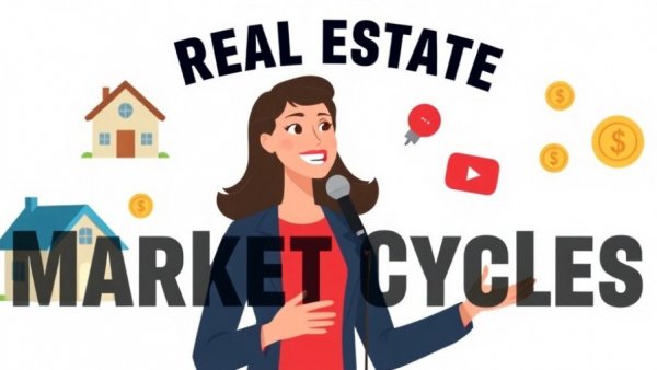 Engaging graphic on real estate market cycles with speaker and housing elements.