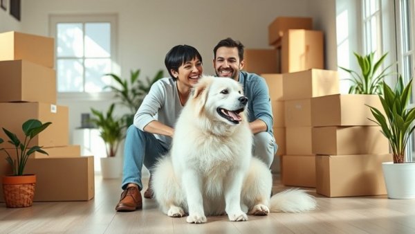 Couple with dog in pet-friendly rental in Tasmania