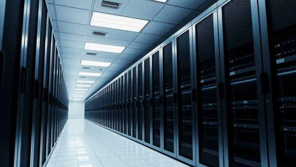 Modern data center hallway showcasing investment opportunities.