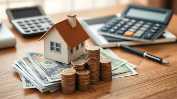 Financial planning scene with cash, coins, and house model symbolizing multiple income streams.