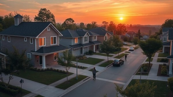 Hills District property market: serene suburban neighborhood at sunset.